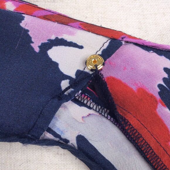 Kate Spade NY Hazy Floral Tank Top Womens Size 14 Navy Blue V-Neck 100% Silk - Picture 8 of 10